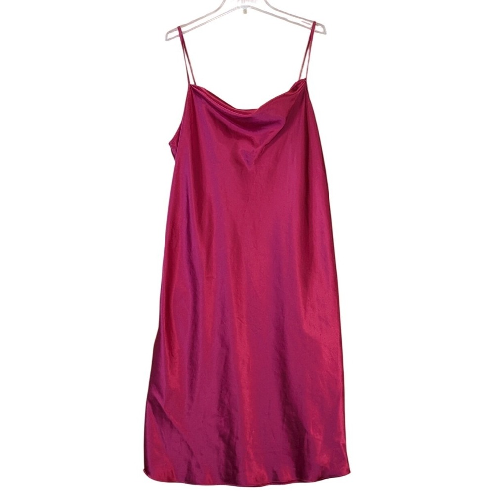 Gilligan O'Malley Satin Cowl Neck Midi Slip Dress Size XXXL Red Romantic Glam